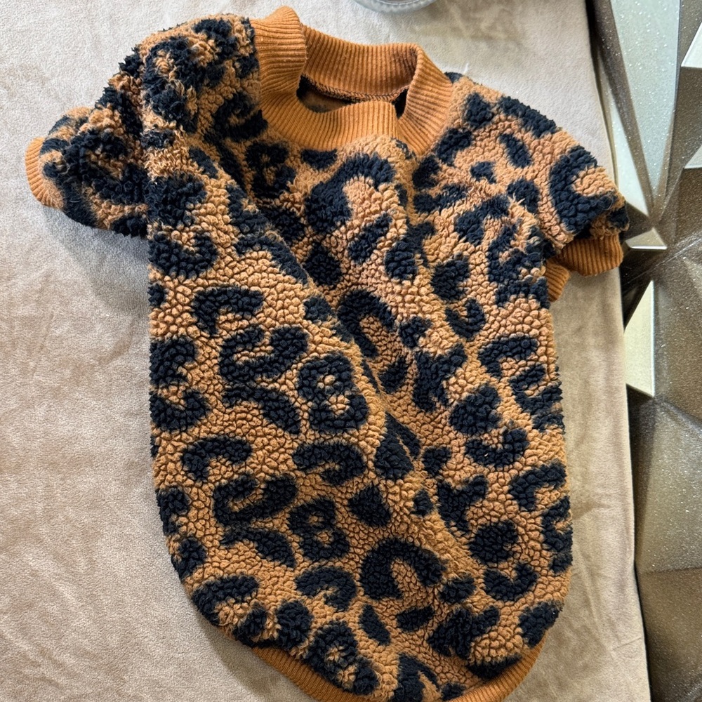 Leopard‎ Print Fleece Dog Sweater